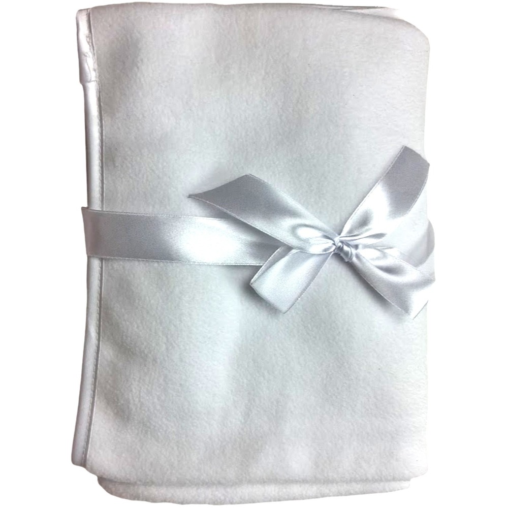 American Baby Solid White Fleece Blanket Thin Satin Trim Lovey Unisex Solid‎ NEW